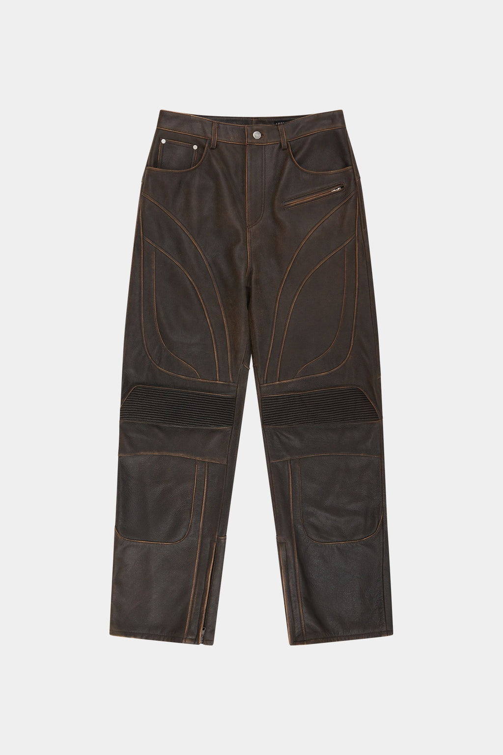 Andersson Bell - Leather Articulated Panel Jeans (Brown) product image 14 | TRAB K-Fashion Australia
