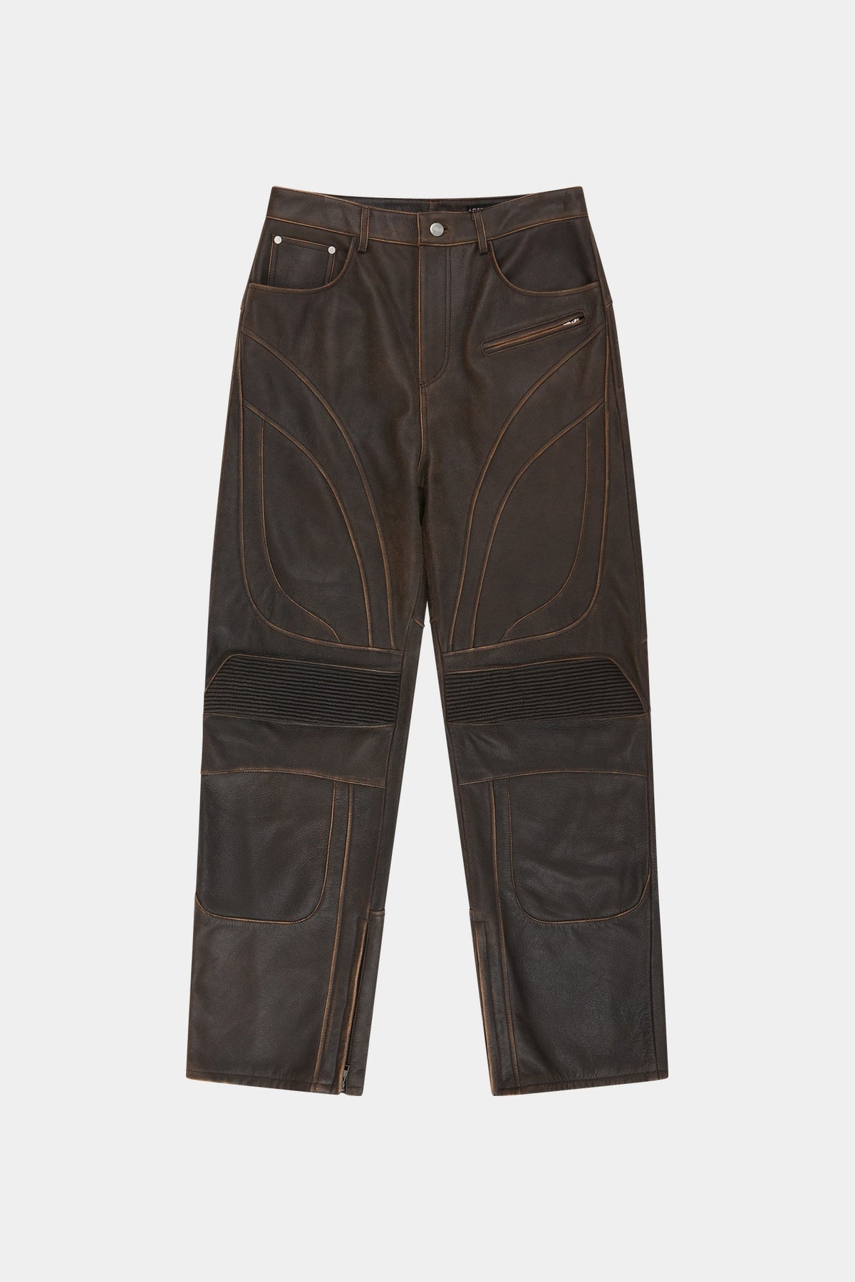 Andersson Bell - Leather Articulated Panel Jeans (Brown) product image 14 | TRAB K-Fashion Australia
