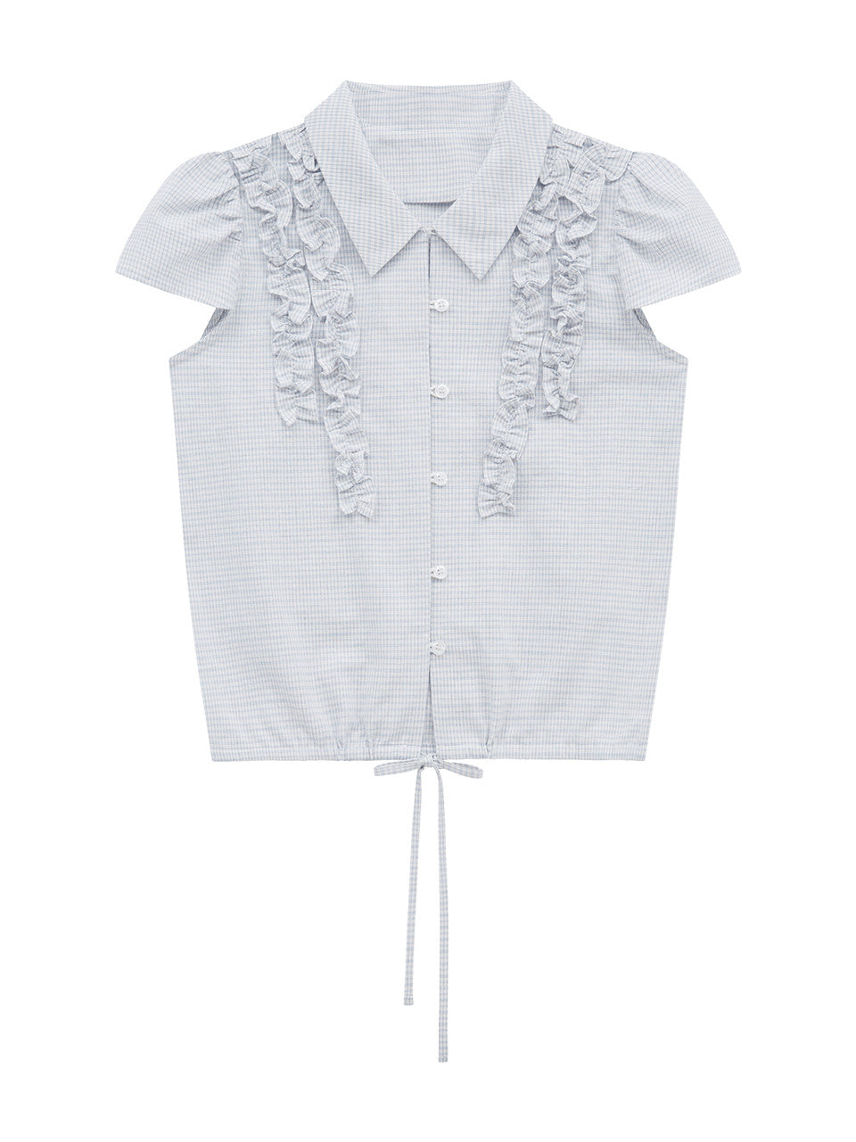 Margarin Fingers - Frill Mixed Blouse (Light Blue) product image 2 | TRAB K-Fashion Australia