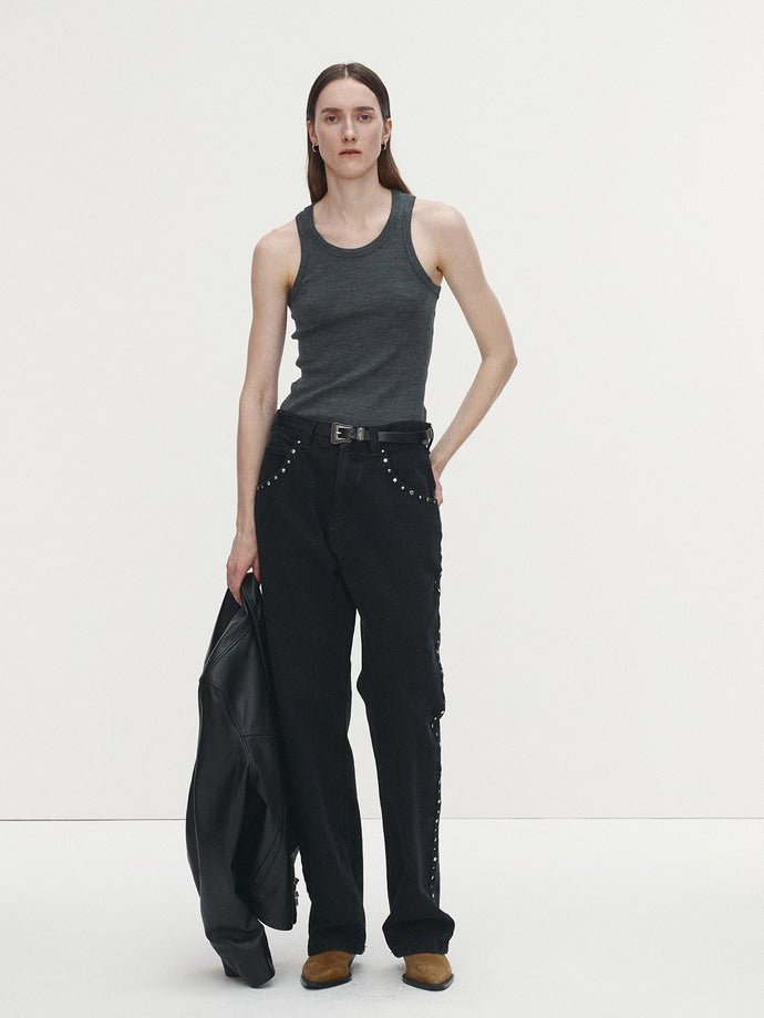 Tonywack - Super Fine Wool Ribbed Sleeveless Japanese Fabric (Charcoal) product image 2 | TRAB K-Fashion Australia