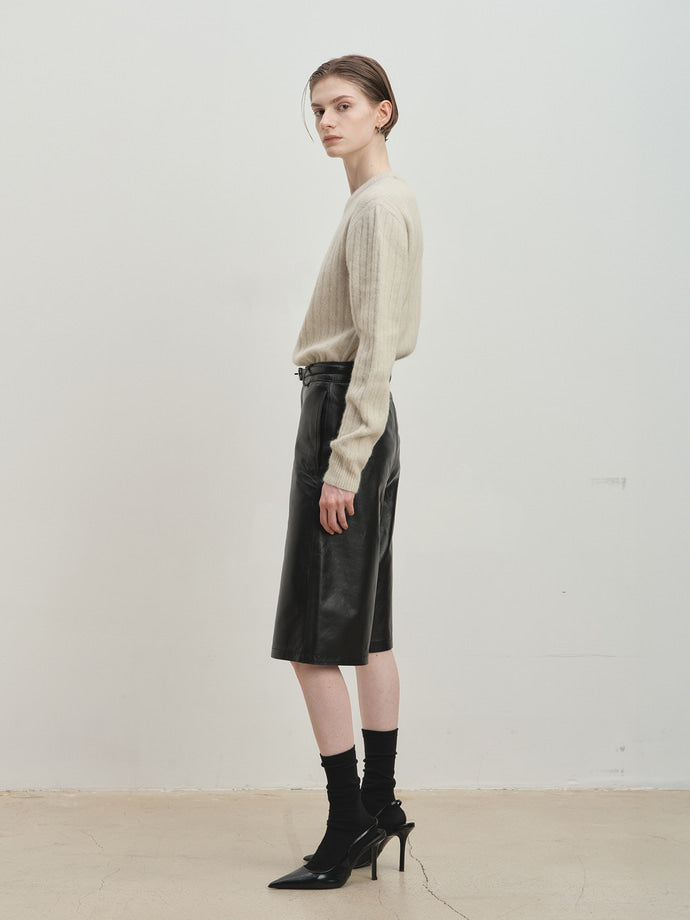 Tonywack - Superfine Merino Wool Tube Scarf Attaced Ribbed Sweater (Ecru) product image 2 | TRAB K-Fashion Australia