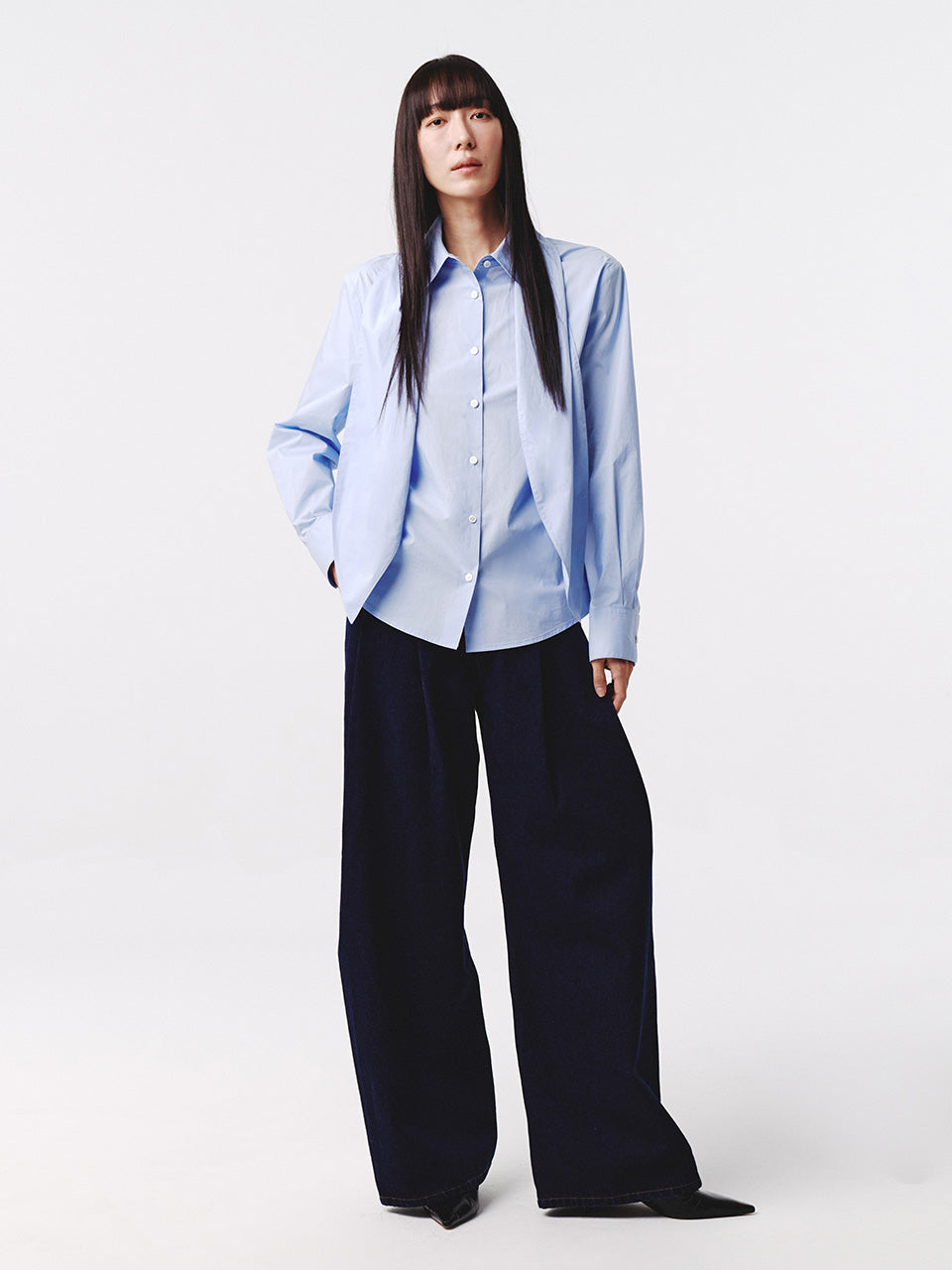 Kijun - Scarf Oversized Shirt (Blue) product image 3 | TRAB K-Fashion Australia