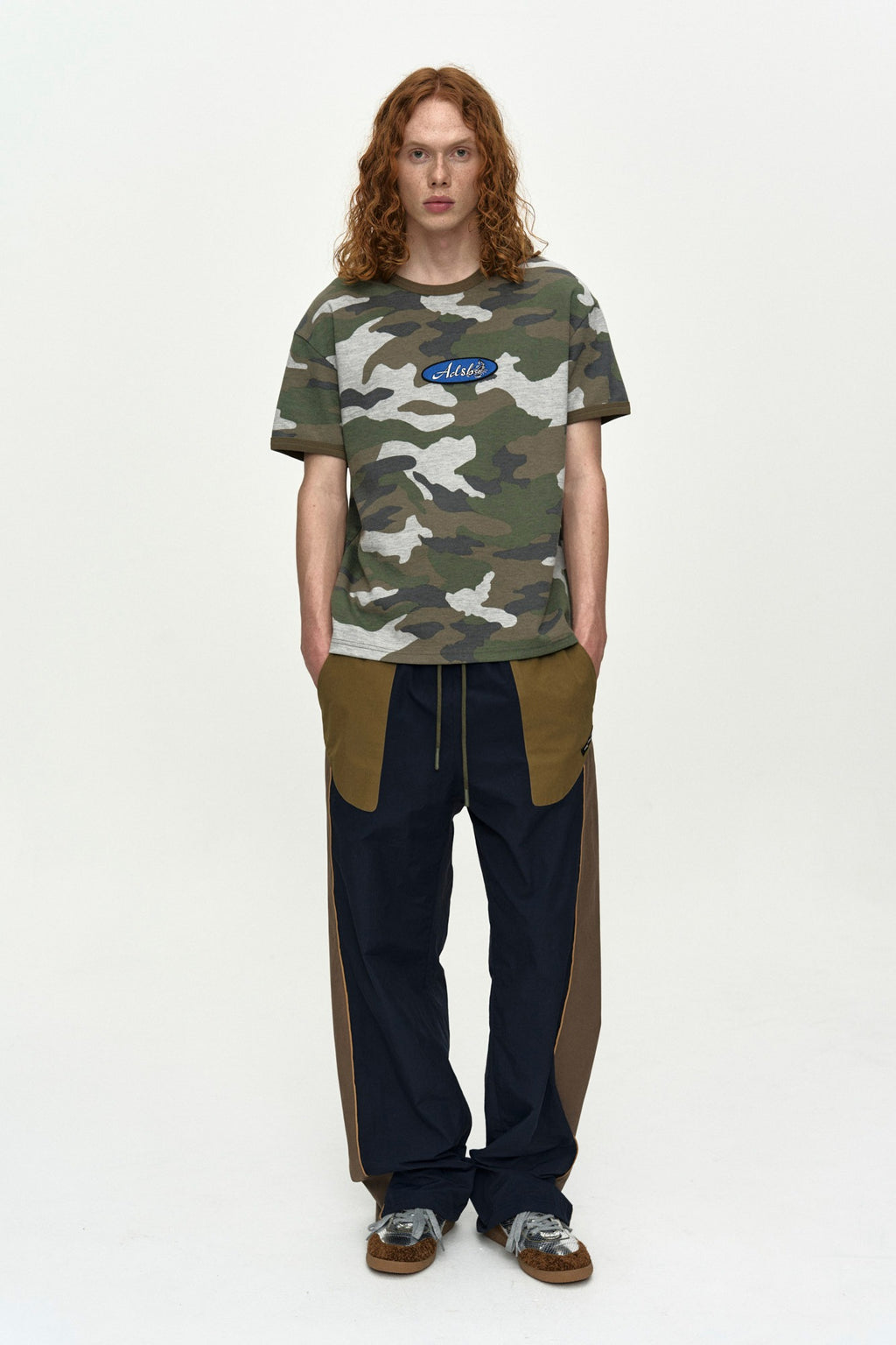 Andersson Bell - Unisex Color Block Nylon Track Pants (Navy/Khaki) product image 1 | TRAB K-Fashion Australia