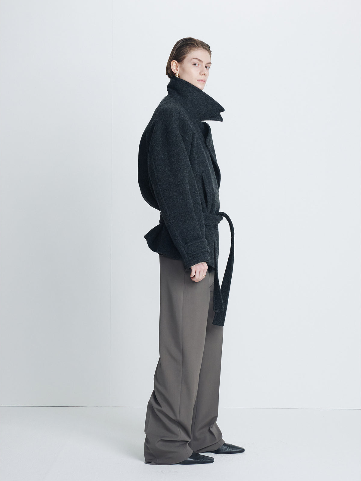 Tonywack - Wool Asymmetrical Short Coat (Anthracite) product image 3 | TRAB K-Fashion Australia