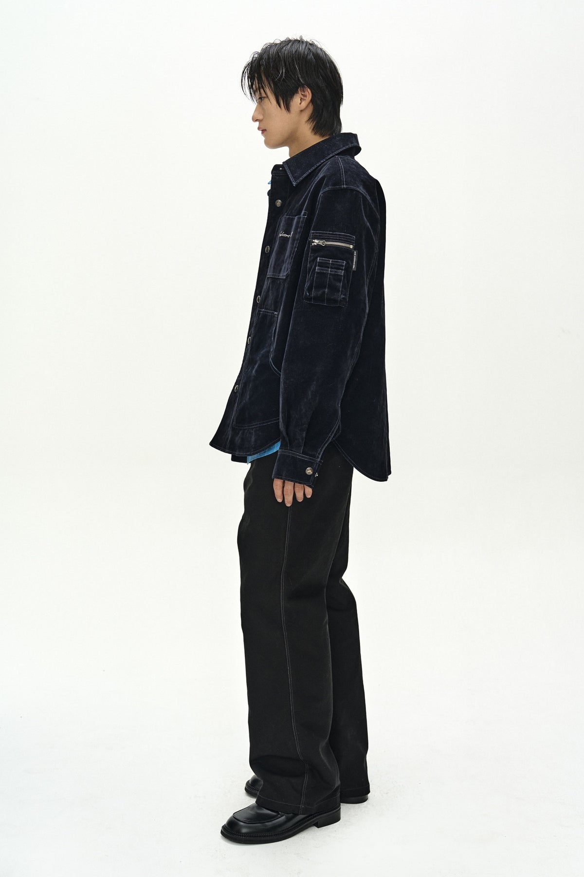 Andersson Bell - Flock Velvet Padded Shirt (Navy) product image 3 | TRAB K-Fashion Australia