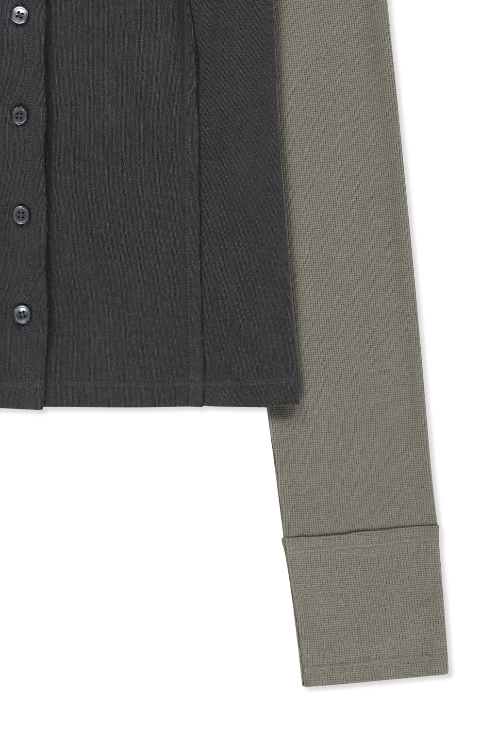 Matin Kim - Faded Color Block Layered Button Top (Charcoal) product image 4 | TRAB K-Fashion Australia