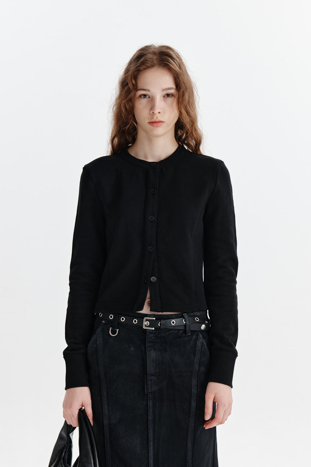 Matin Kim - Rib Point Jersey Cardigan (Black) product image 5 | TRAB K-Fashion Australia