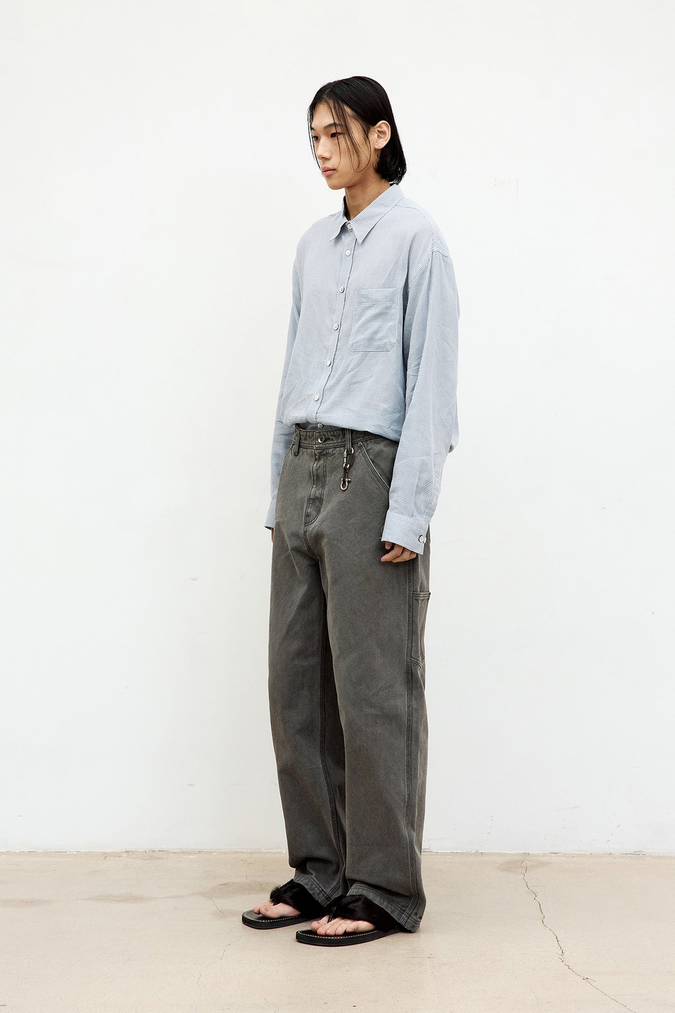 Coor - Cotton Tencel Micro Blue Check Shirt (White Check) product image 3 | TRAB K-Fashion Australia