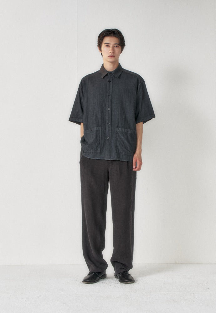 Art if acts - Garment Dyed Two Pocket Half Shirt (Faded Black) product image 1 | TRAB K-Fashion Australia