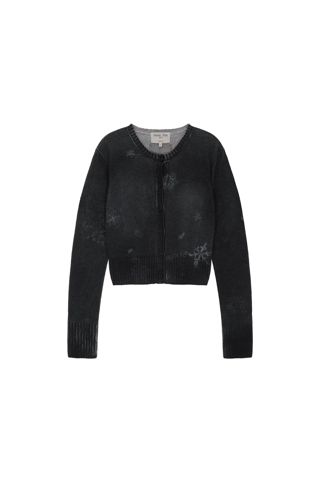 Matin Kim - Snow Graphic Knit Cardigan (Charcoal) product image 1 | TRAB K-Fashion Australia