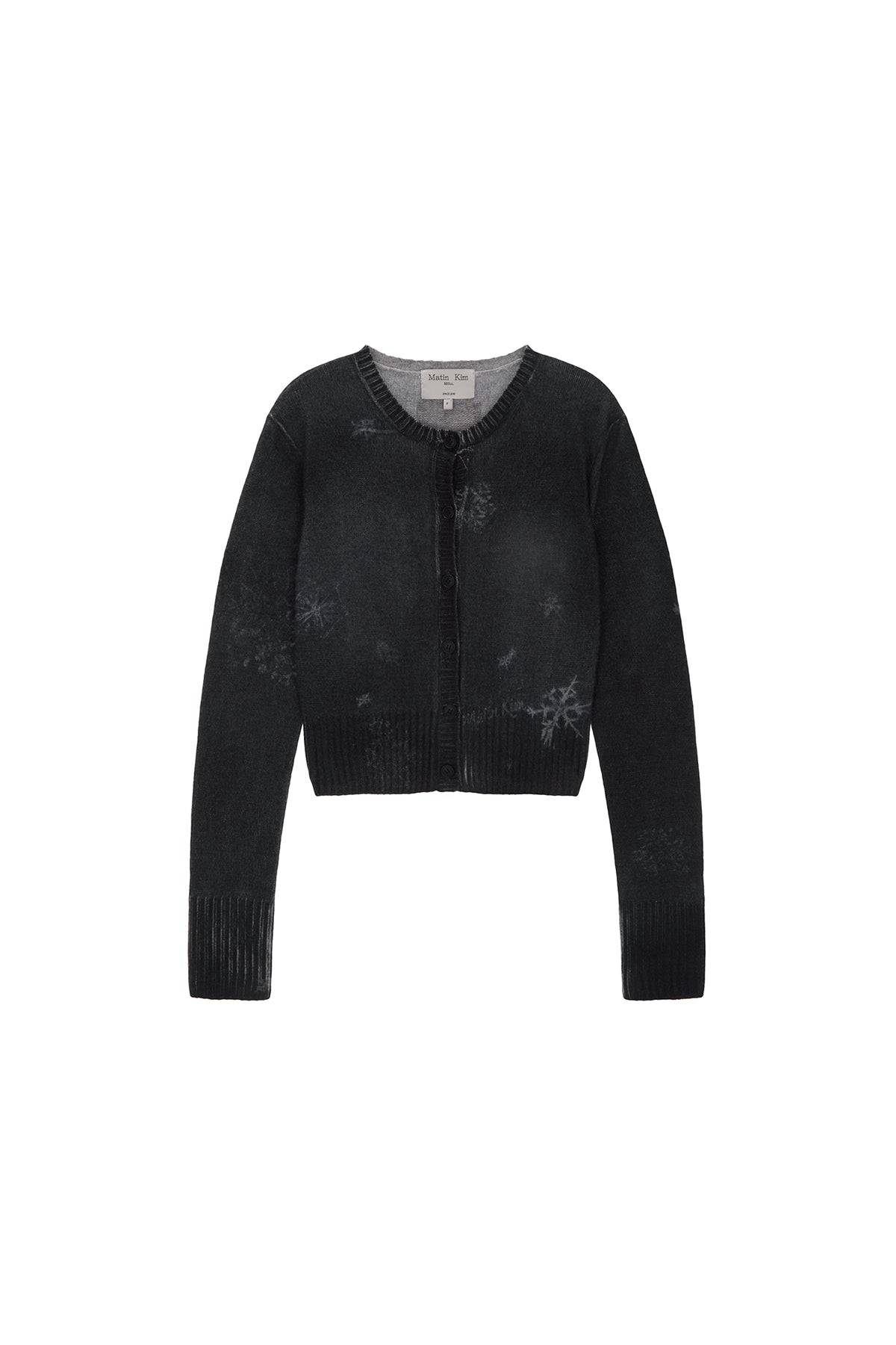Matin Kim - Snow Graphic Knit Cardigan (Charcoal) product image 1 | TRAB K-Fashion Australia