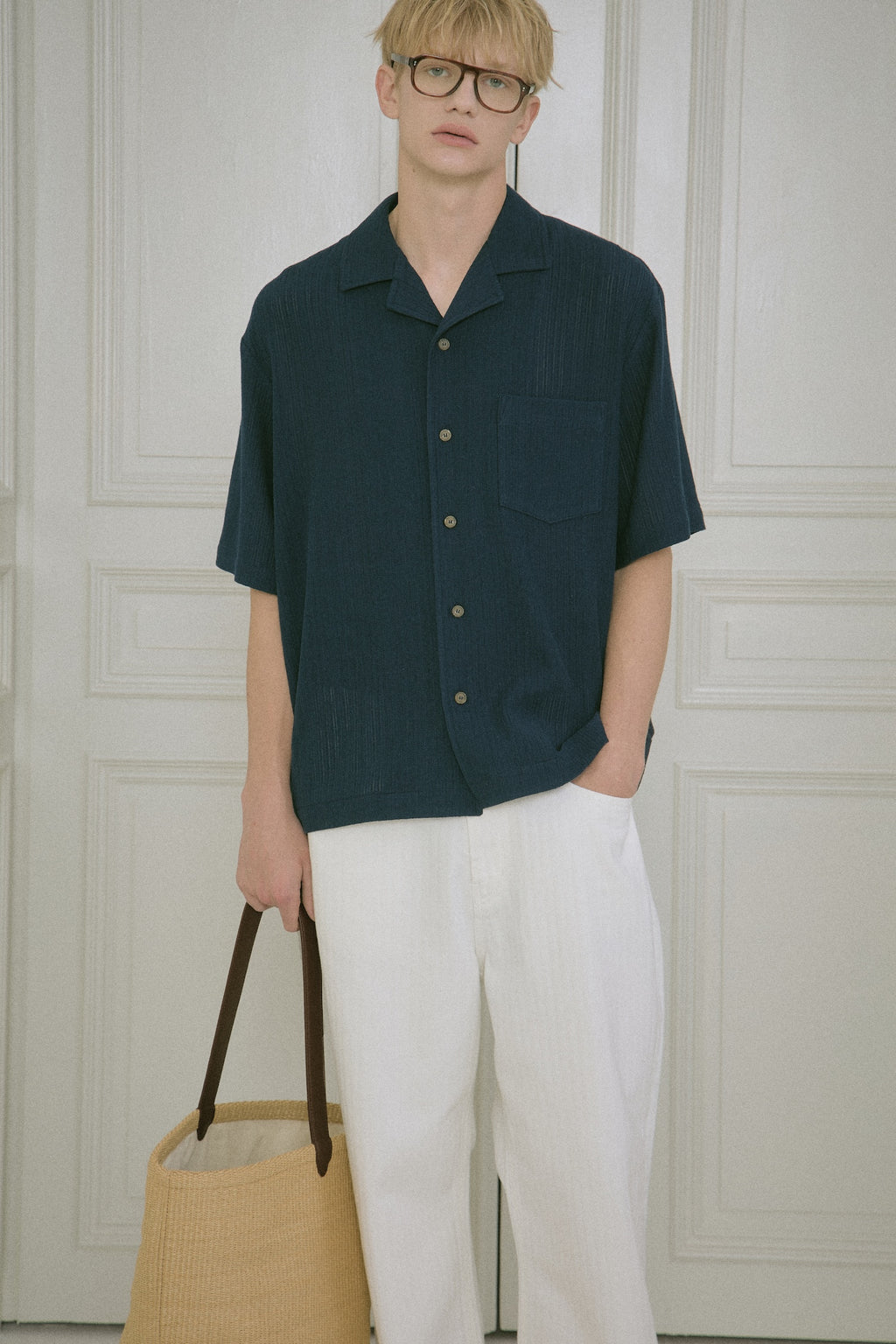 STU - Back Raglan Embo Stripe Shirt (Navy) product image 14 | TRAB K-Fashion Australia