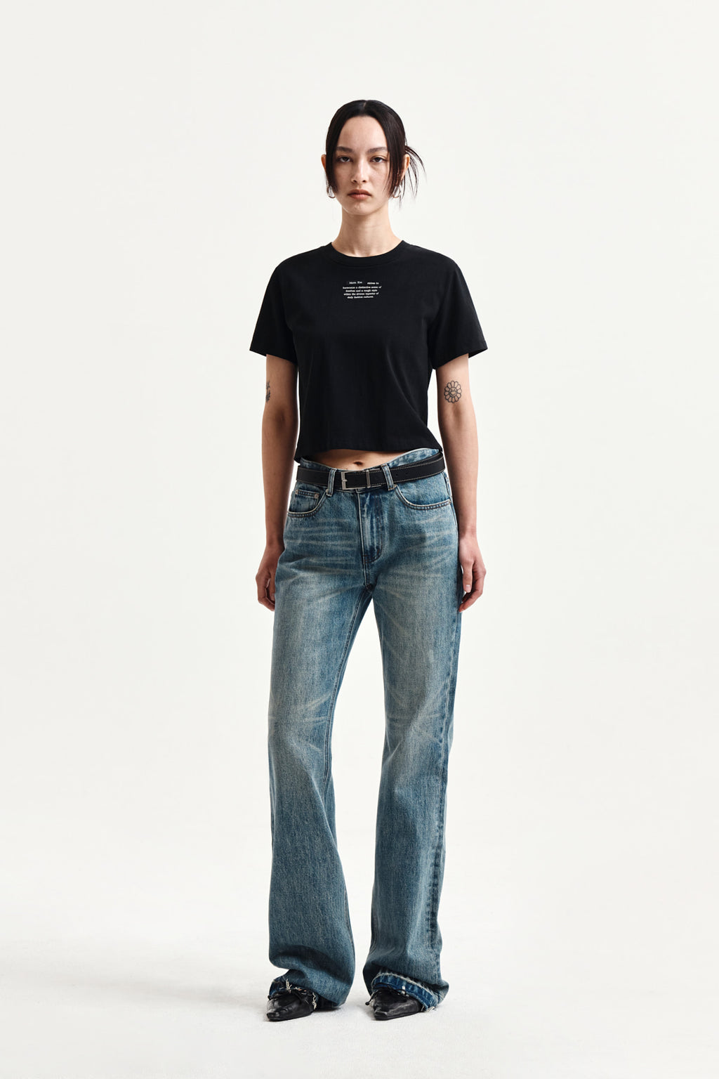Matin Kim - Label Point Lettering Crop Top (Black) product image 9 | TRAB K-Fashion Australia
