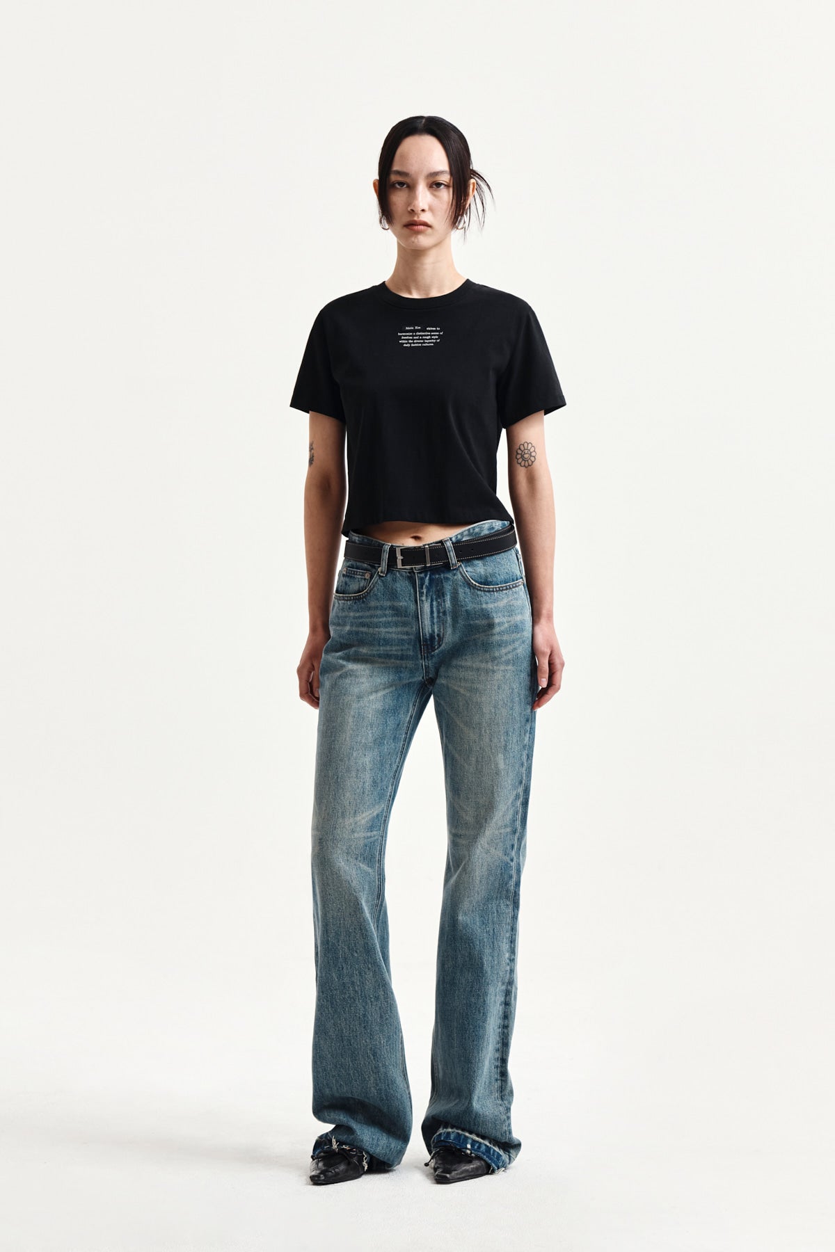 Matin Kim - Label Point Lettering Crop Top (Black) product image 9 | TRAB K-Fashion Australia