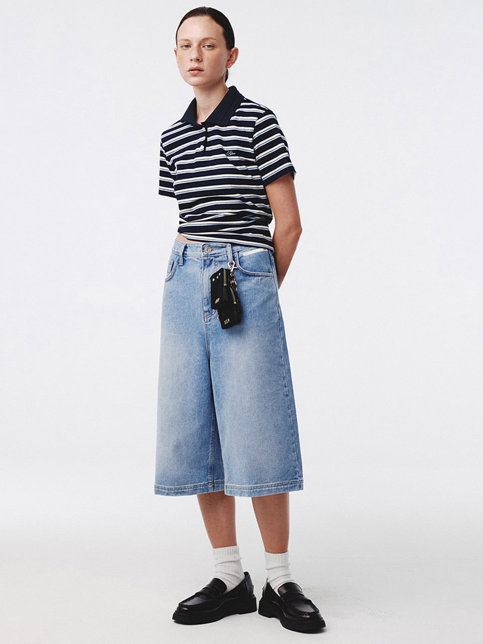 Kijun - Essential Denim Bermuda Shorts (Blue) product image 4 | TRAB K-Fashion Australia