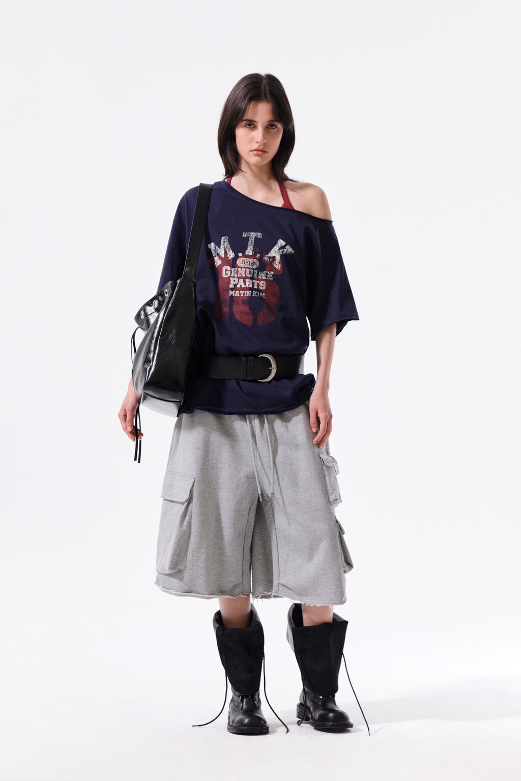 Matin Kim - Terry Utility Pocket Bermuda Pants (Grey) product image 9 | TRAB K-Fashion Australia