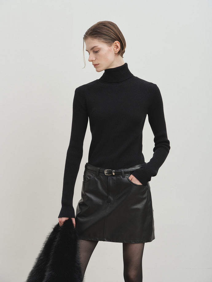 Tonywack - Slim-Fit Ribbed Turtleneck (Black) product image 3 | TRAB K-Fashion Australia