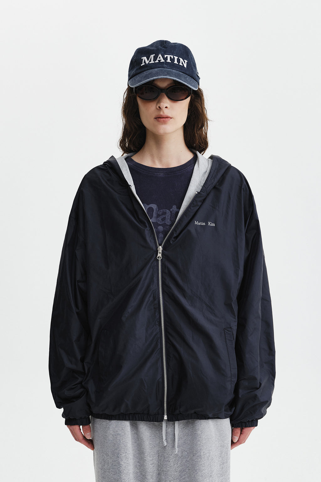 Matin Kim - Double Face Hoody Zip Up (Navy) product image 15 | TRAB K-Fashion Australia