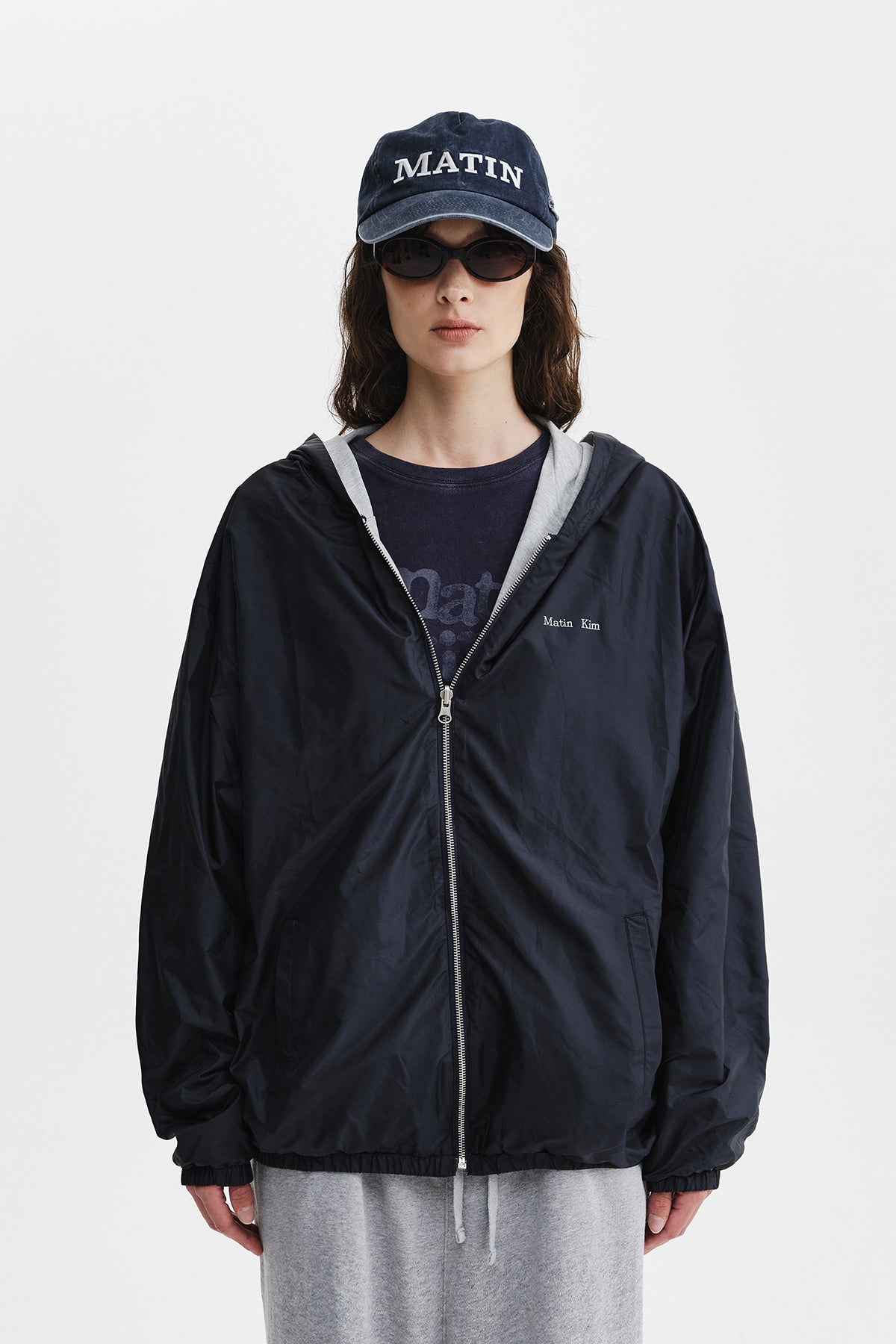 Matin Kim - Double Face Hoody Zip Up (Navy) product image 15 | TRAB K-Fashion Australia