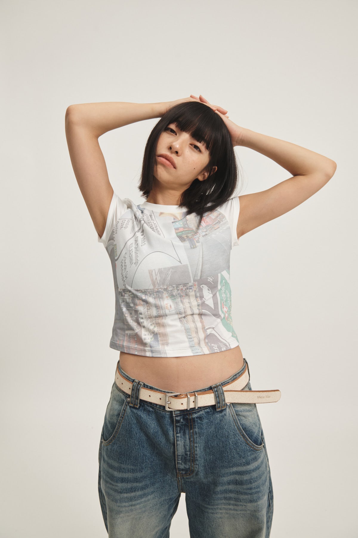Matin Kim - Peaches Photography Crop Top (White) product image 12 | TRAB K-Fashion Australia