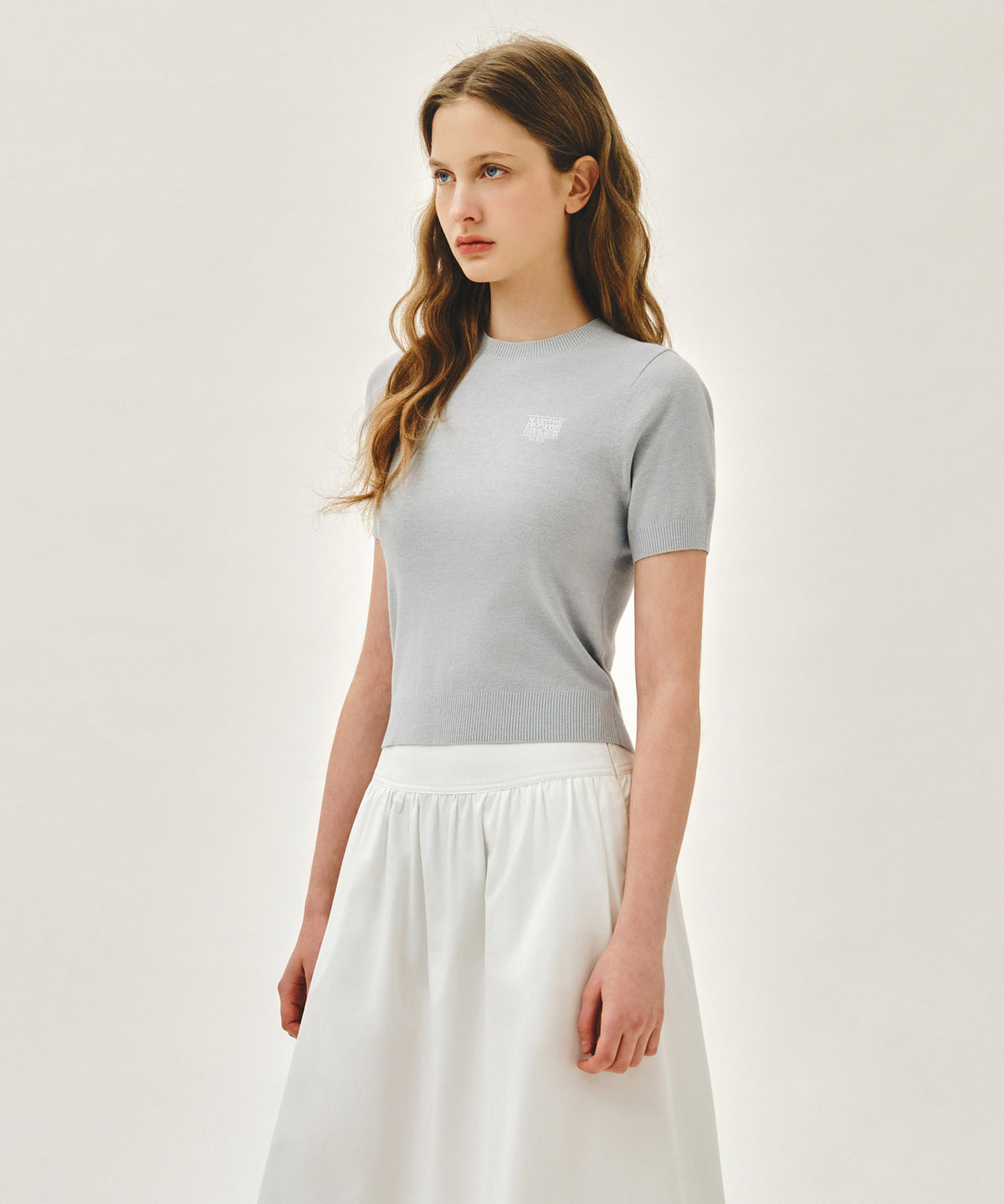Marithe & Francois Girbaud - Small Classic Logo Half Knit Pullover (Heather Gray) product image 2 | TRAB K-Fashion Australia