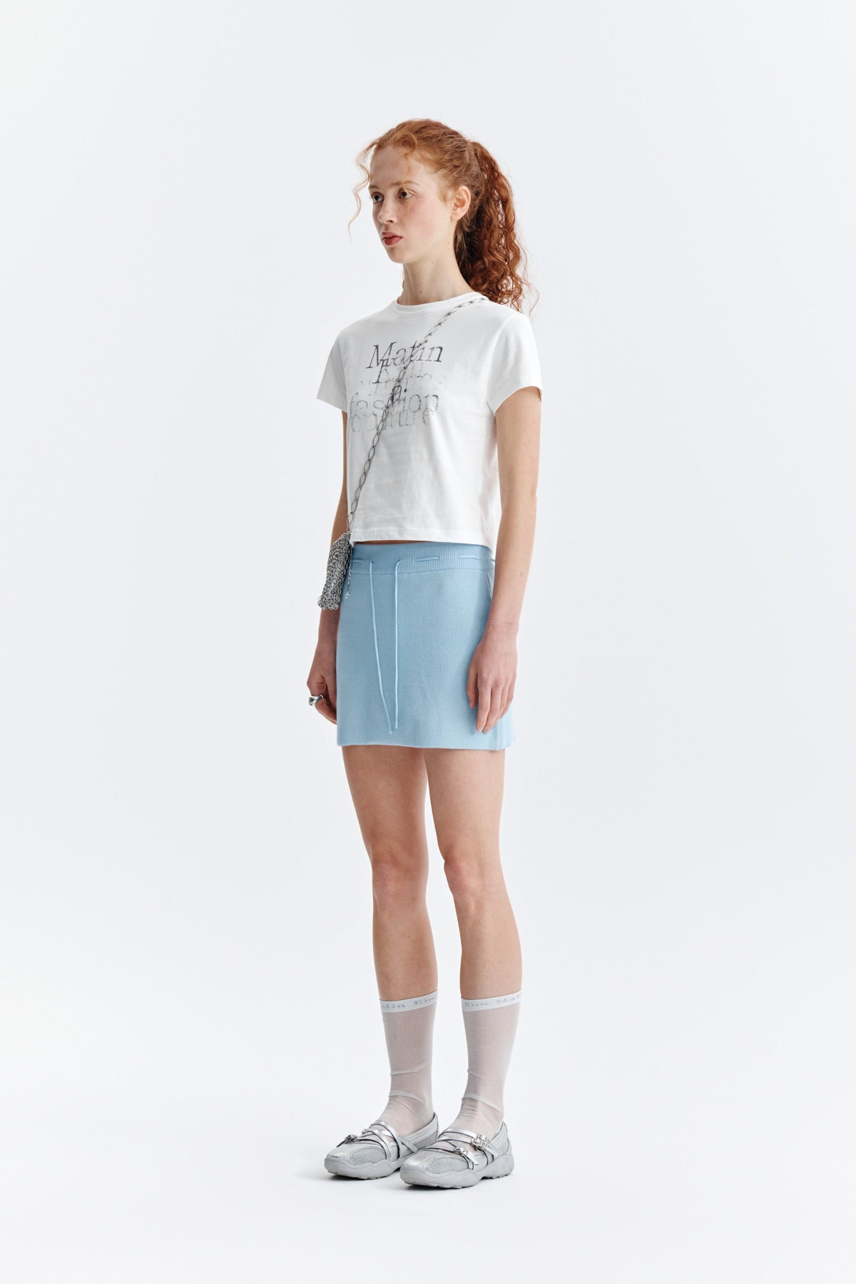 Matin Kim - Dusty Typo Graphic Crop Top (White) product image 5 | TRAB K-Fashion Australia