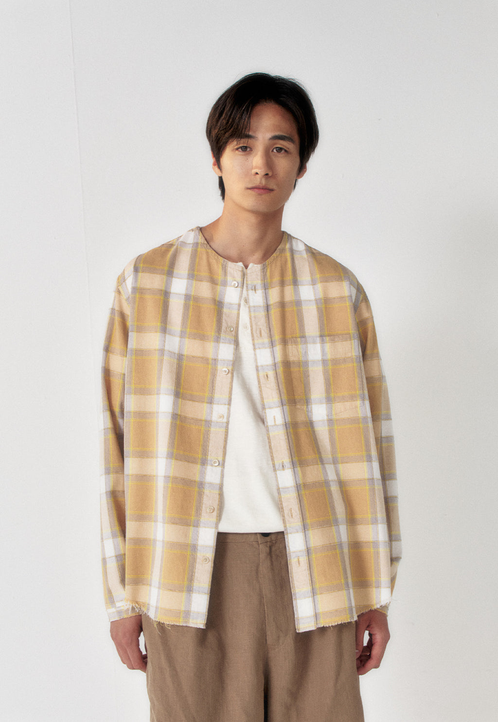 Art if acts - Non Collar French Check Shirt (Desert) product image 5 | TRAB K-Fashion Australia