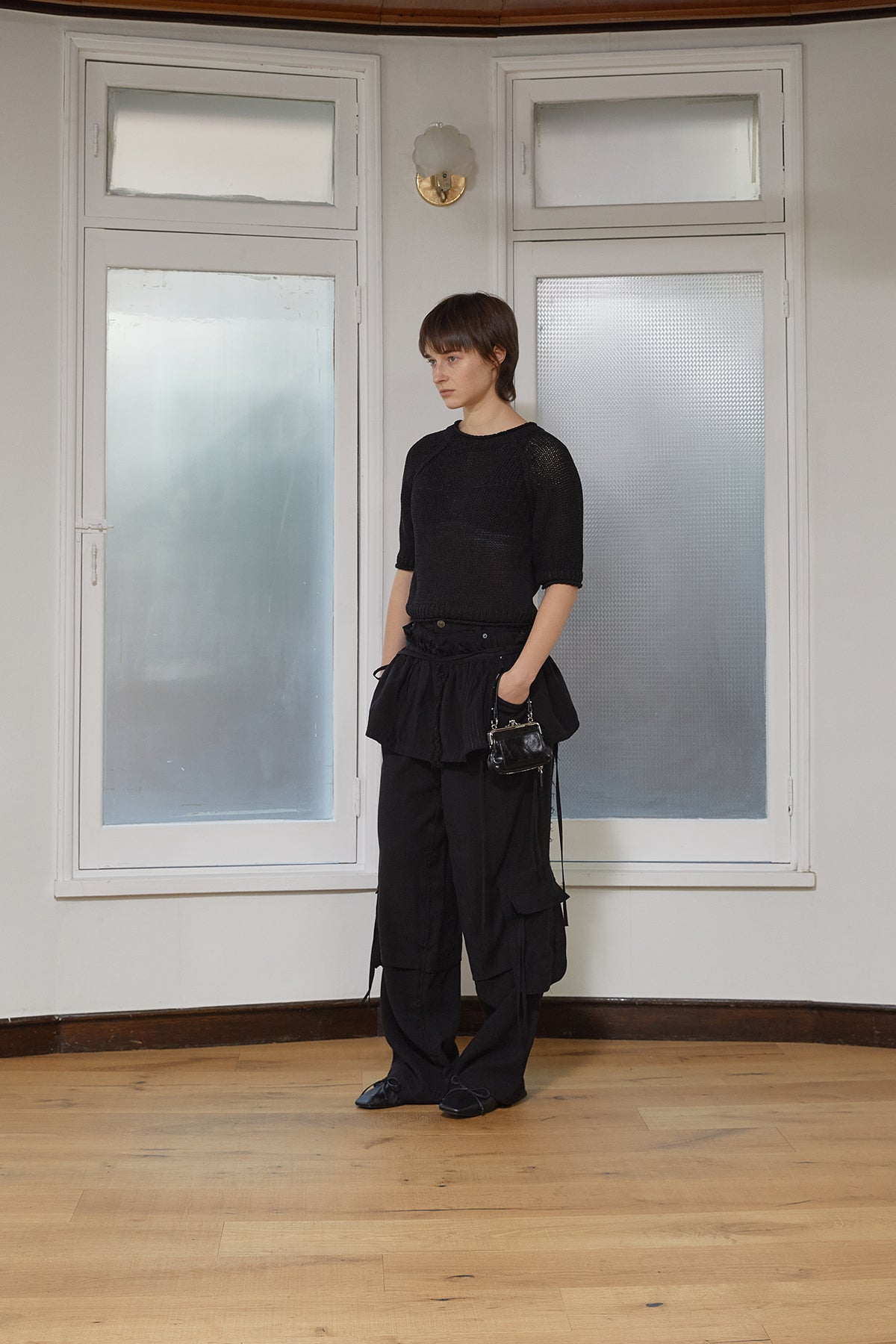 Matin Kim - Rough Patchwork Layered Skirt (Black) product image 7 | TRAB K-Fashion Australia