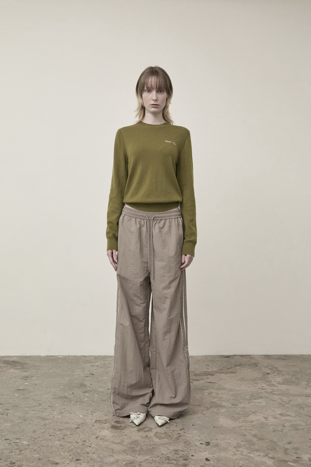 Matin Kim - Cashmere Blended Round Knit Pullover (Olive) product image 12 | TRAB K-Fashion Australia