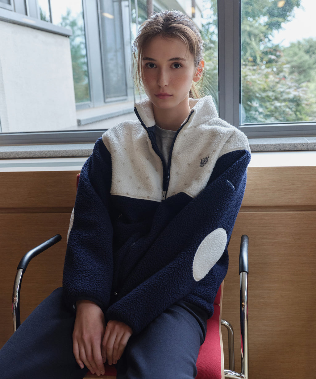 Marithe & Francois Girbaud - Marithe X Saint James Pattern Fleece Jacket (Ivory) product image 1 | TRAB K-Fashion Australia