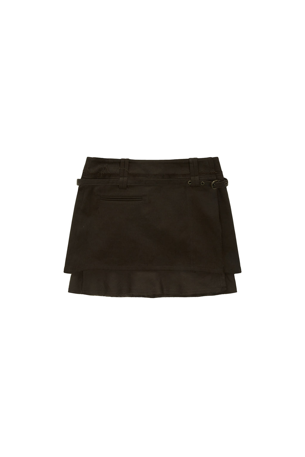 Matin Kim - Layered Belted Mini Skirt (Khaki Brown) product image 1 | TRAB K-Fashion Australia