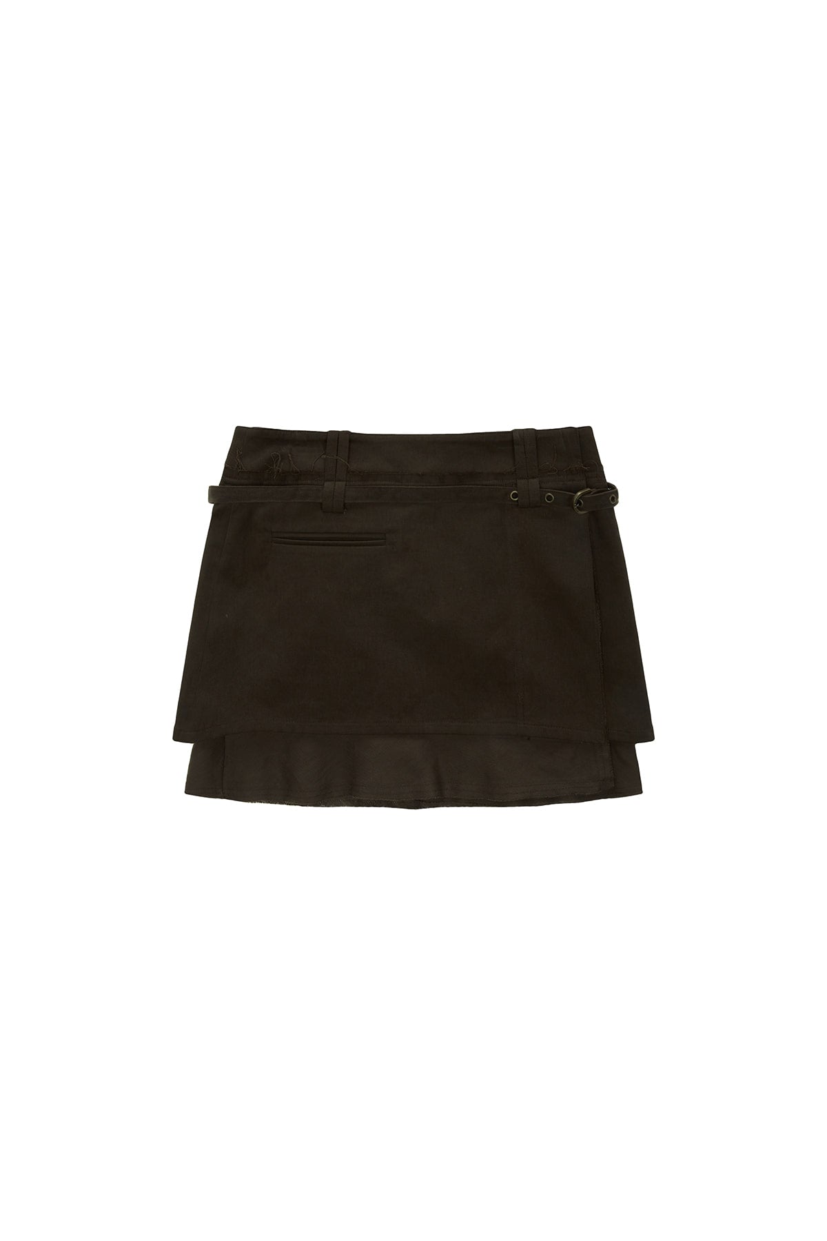 Matin Kim - Layered Belted Mini Skirt (Khaki Brown) product image 1 | TRAB K-Fashion Australia