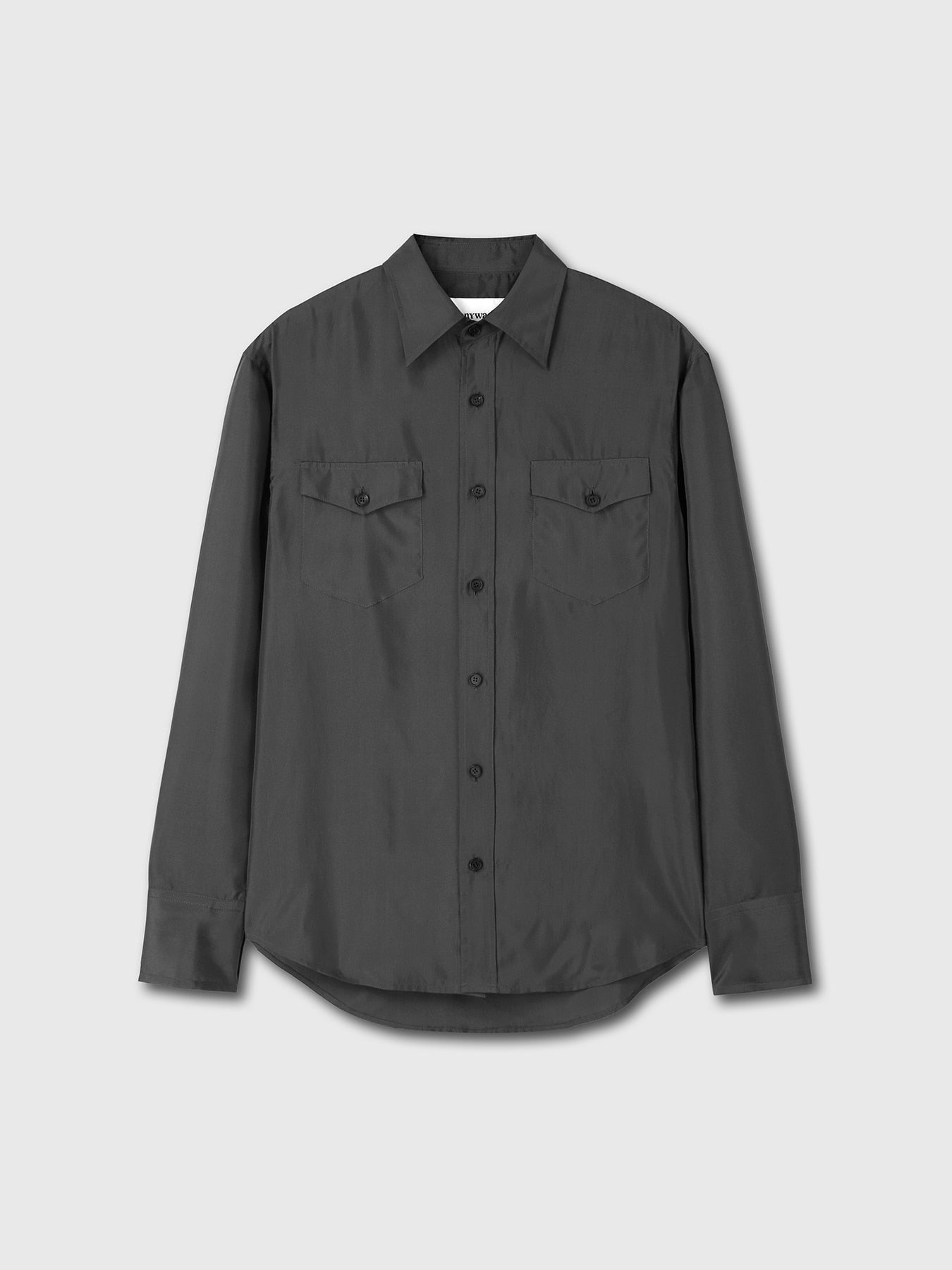 Tonywack - Silk Double Pocket Shirt (Olive Charcoal) product image 6 | TRAB K-Fashion Australia
