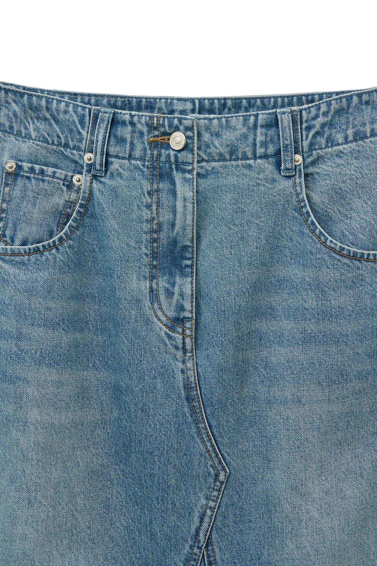 Matin Kim - Damage Point Long Denim Skirt (Blue) product image 3 | TRAB K-Fashion Australia