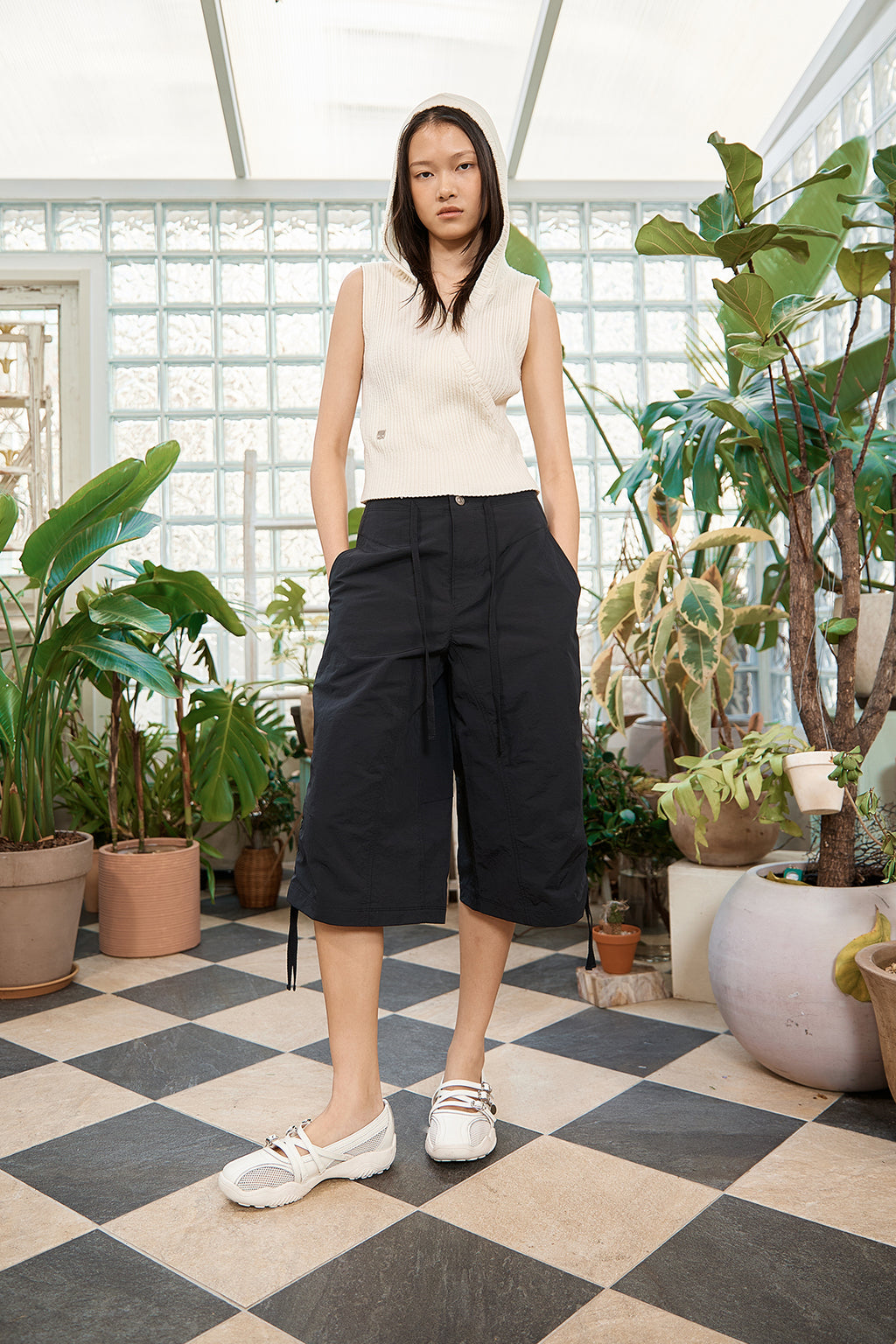 Matin Kim - Nylon String Half Pants (Black) product image 11 | TRAB K-Fashion Australia