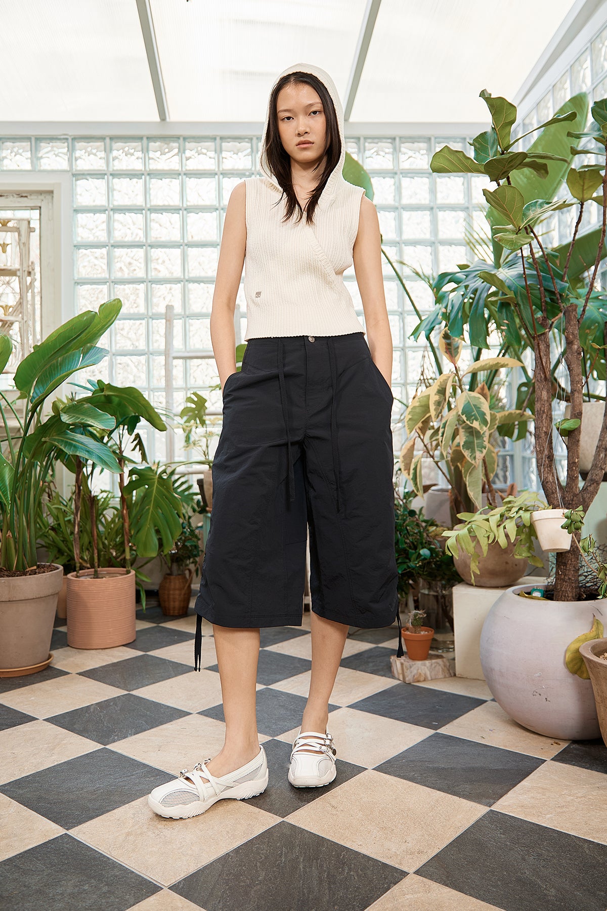 Matin Kim - Nylon String Half Pants (Black) product image 11 | TRAB K-Fashion Australia