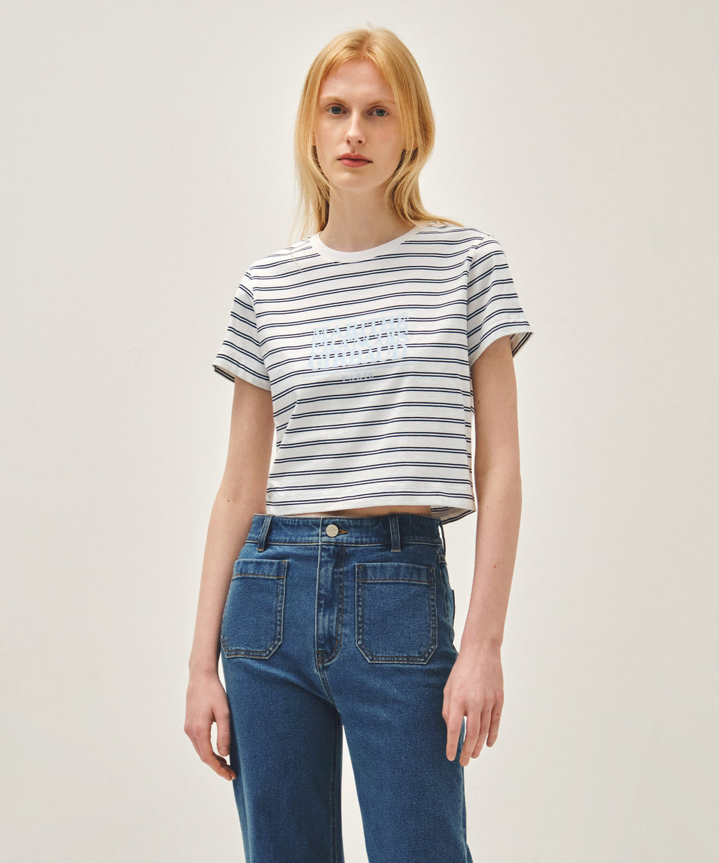Marithe & Francois Girbaud - Classic Logo Crop Tee (Dark Navy) product image 1 | TRAB K-Fashion Australia