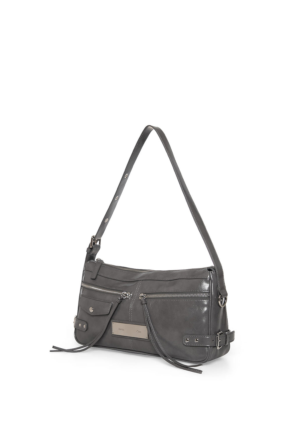 Matin Kim - Side Buckle Biker Shoulder Bag (Charcoal) product image 5 | TRAB K-Fashion Australia