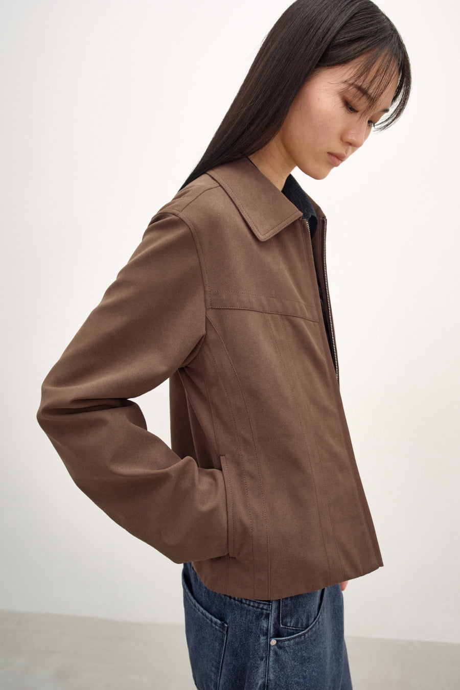 Insilence - Vintage Faux Suede Jacket (Brown) product image 4 | TRAB K-Fashion Australia