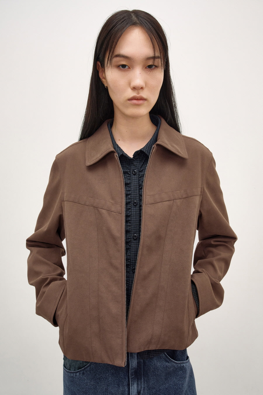 Insilence - Vintage Faux Suede Jacket (Brown) product image 1 | TRAB K-Fashion Australia