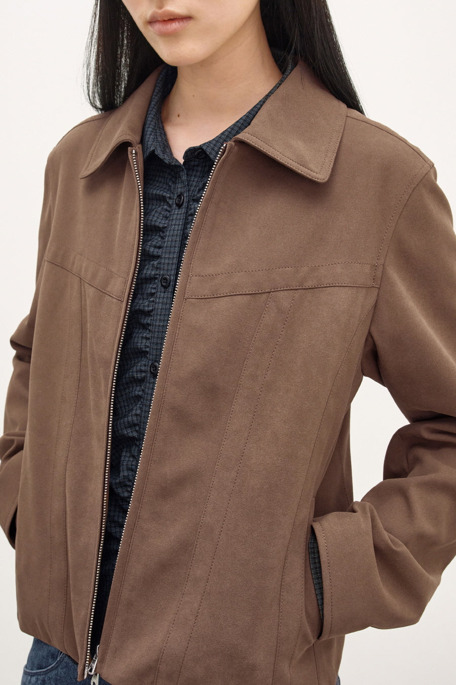 Insilence - Vintage Faux Suede Jacket (Brown) product image 2 | TRAB K-Fashion Australia