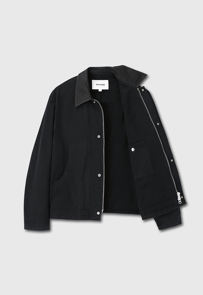 Tonywack - Leather Collar Garment-Washed Chore Jacket (Faded Black) product image 7 | TRAB K-Fashion Australia
