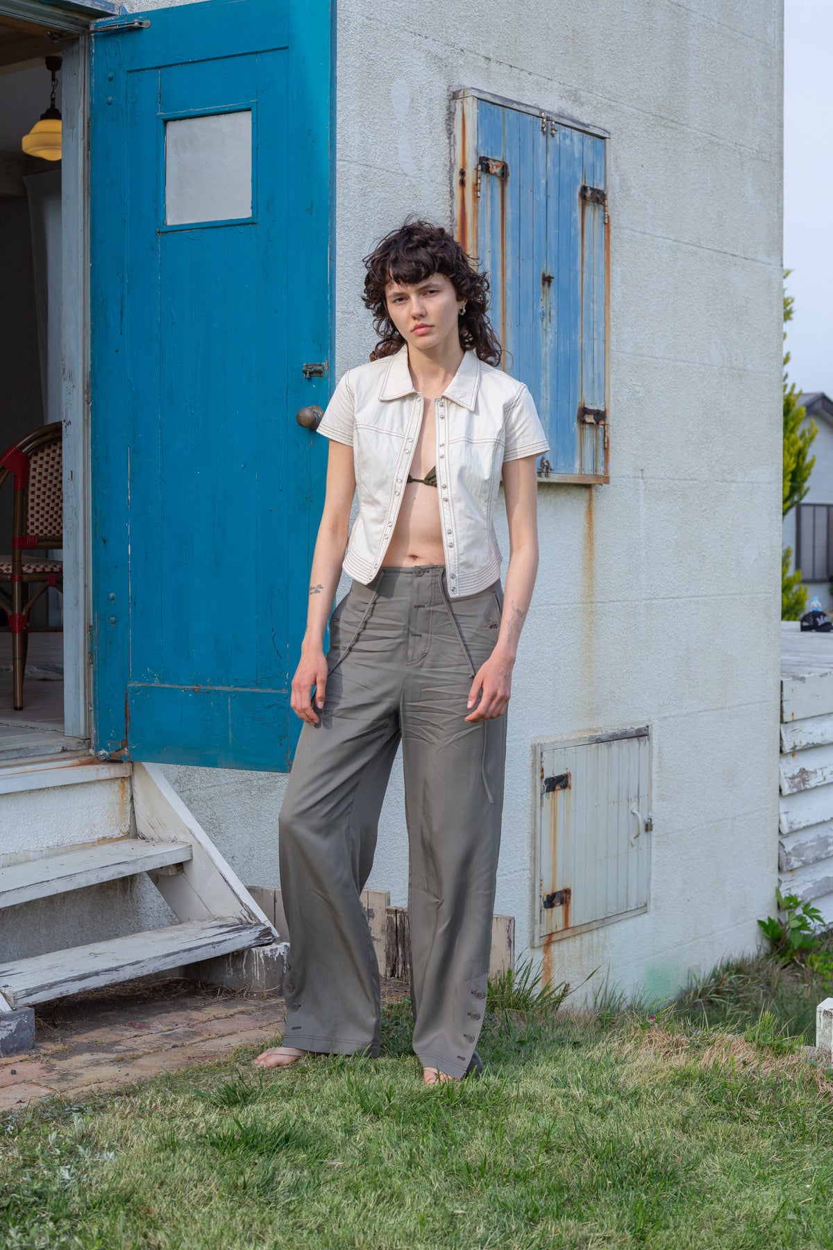 Matin Kim - Button Point String Wide Pants (Khaki) product image 7 | TRAB K-Fashion Australia