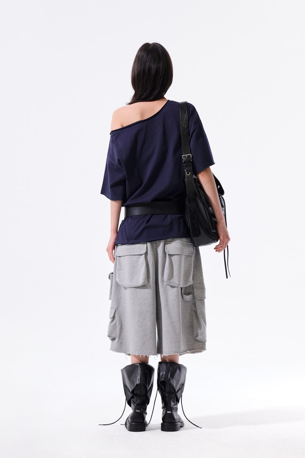Matin Kim - Terry Utility Pocket Bermuda Pants (Grey) product image 7 | TRAB K-Fashion Australia