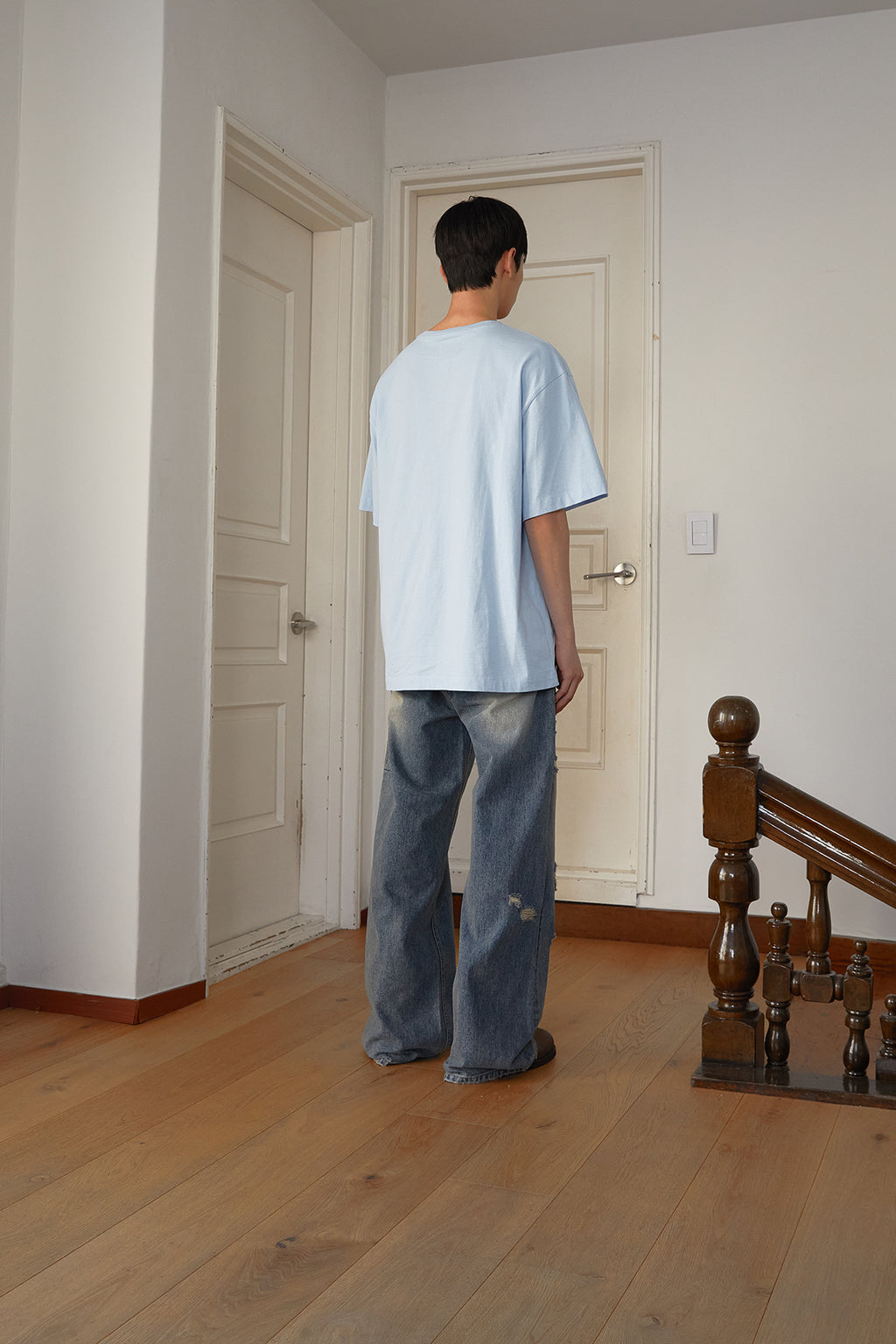 Matin Kim - Half Text Logo Top (Sky) product image 8 | TRAB K-Fashion Australia