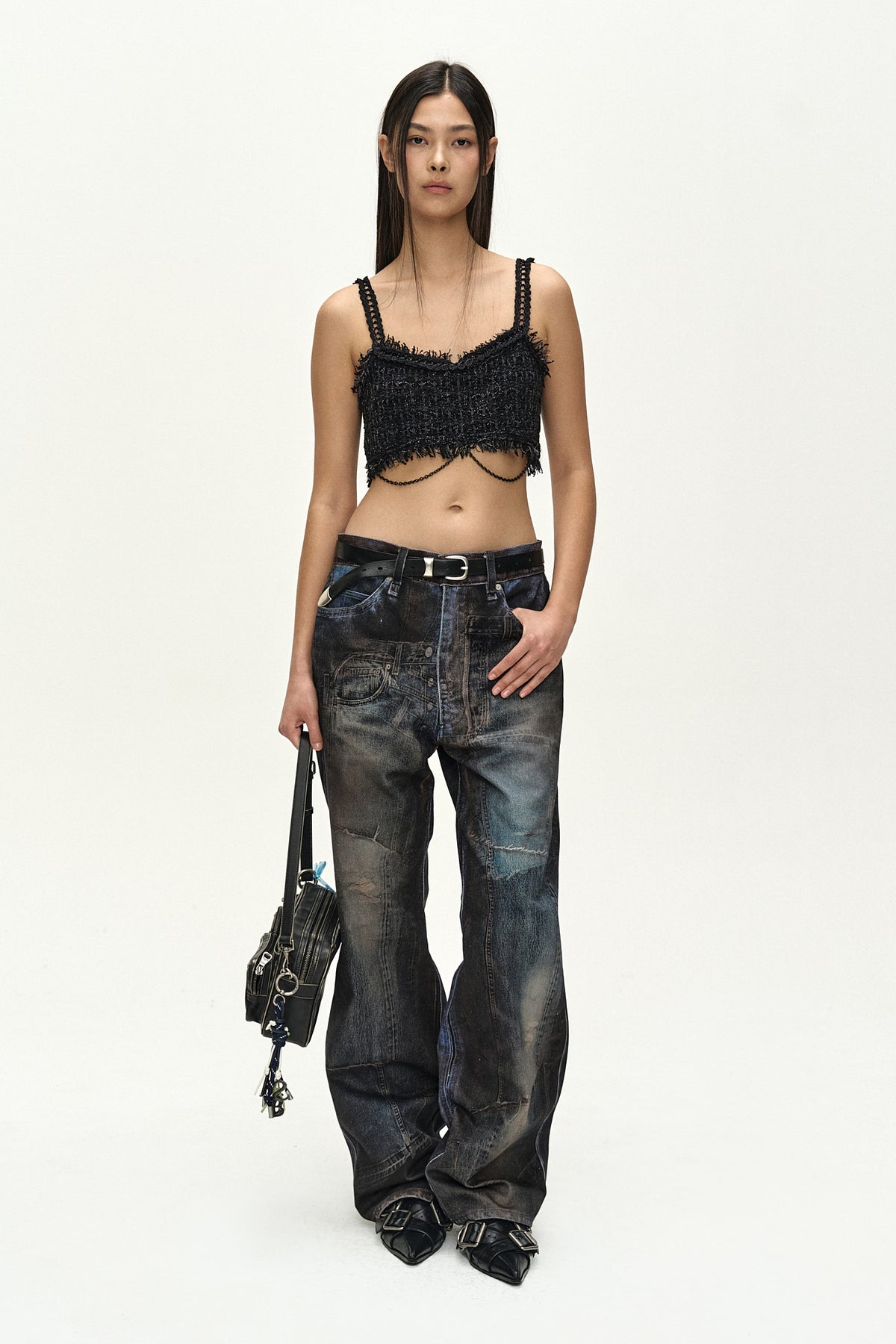 Andersson Bell - Unisex Illusion Patchwork Trompe L'oeil Jeans (Blue) product image 9 | TRAB K-Fashion Australia