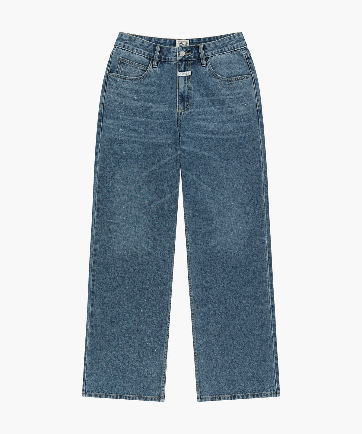 Marithe & Francois Girbaud - Semi-wide Painted Washed Denim Pants (Blue) product image 1 | TRAB K-Fashion Australia