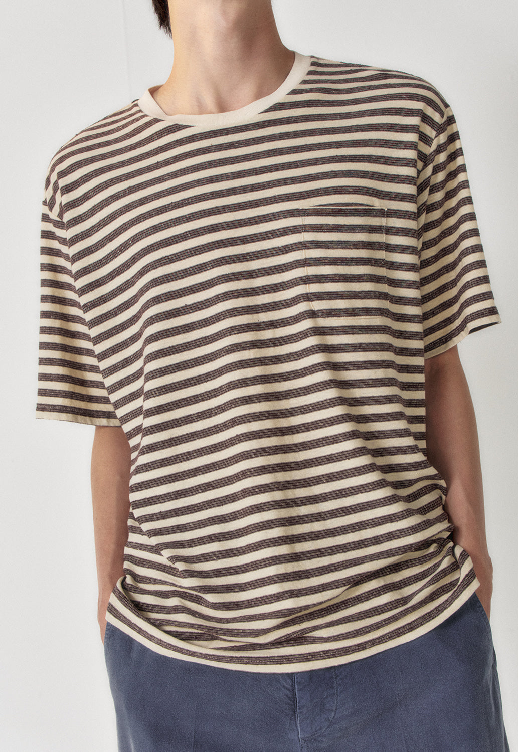 Art if acts - Linen Stripe Pocket Tee (Oatmeal) product image 5 | TRAB K-Fashion Australia