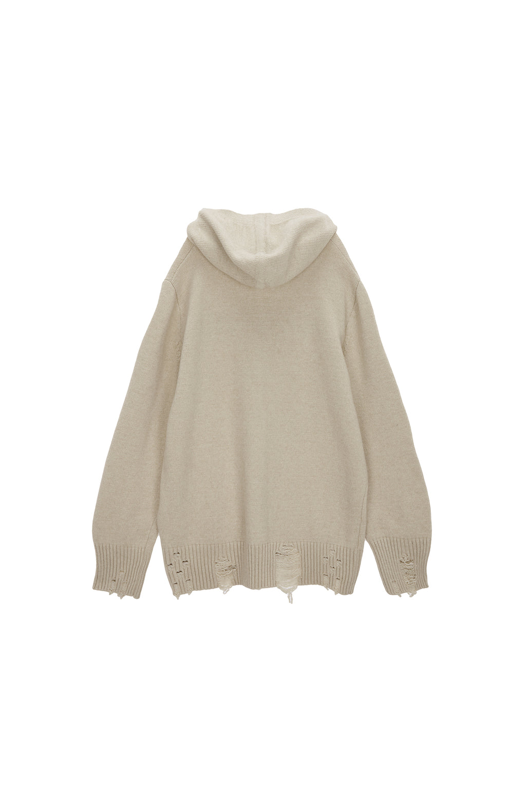 Matin Kim - Damage Logo Knit Hoodie (Beige) product image 2 | TRAB K-Fashion Australia