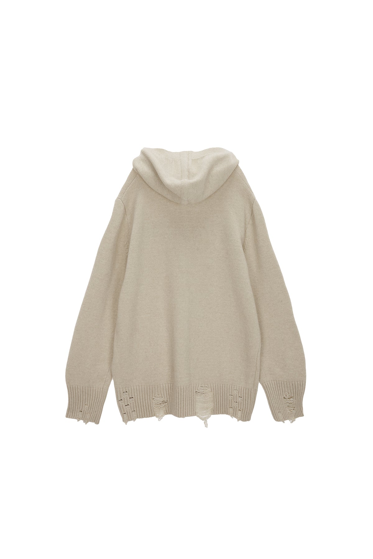 Matin Kim - Damage Logo Knit Hoodie (Beige) product image 2 | TRAB K-Fashion Australia